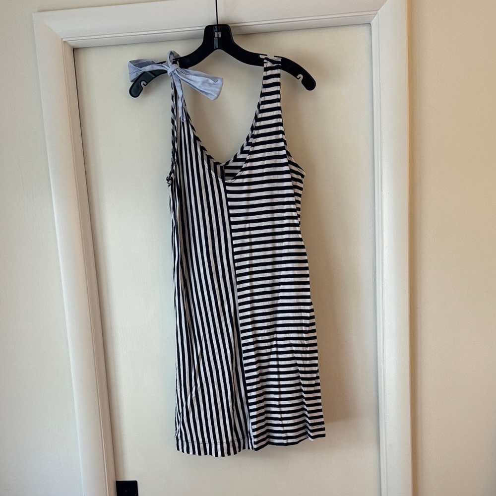 Striped Navy and White Dress with Bow